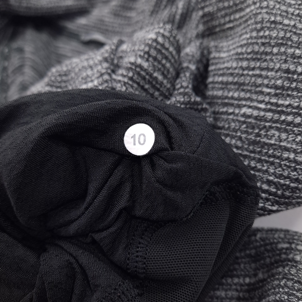 Lululemon Think Fast Women’s Pullover Heathered Black White Coco Pique - Size 10 - Picture 15 of 16